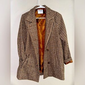 Old Navy Overcoat Jacket - Plaid, Satin Lining.
